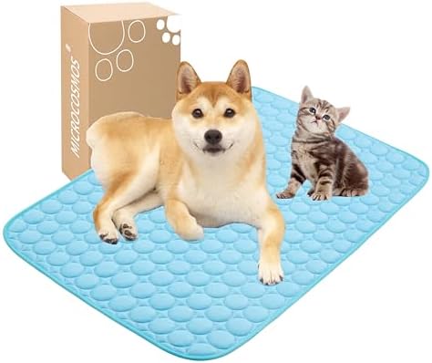MICROCOSMOS Summer Cooling Mat & Sleeping Pad- Water Absorption Top, Materials Safe, Easy Carry, EZ Clean. Keep Cooling for Pets, Kids and Adults.(Blue, 28" x 22") by MICROCOSMOS