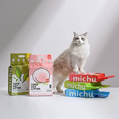Michu Tofu Cat Litter Natural Clumping Tofu Cat Litter 5.5lb/88oz 5 Scents (Greentea + Mixed, 2 Pack) - Image 4