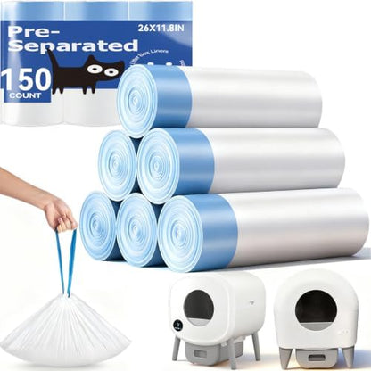 150 Count Cat Litter Box Bags for Automatic Cat Litter Box with Drawstring by KropBom