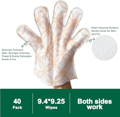 Arme Pet Bath Gloves Wipes for Dogs&Cats Cleaning Glove for Dry Bath,40 Pcs - Image 2