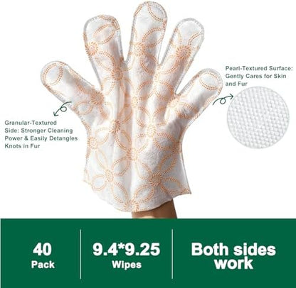 Arme Pet Bath Gloves Wipes for Dogs&Cats Cleaning Glove for Dry Bath,40 Pcs - Image 2