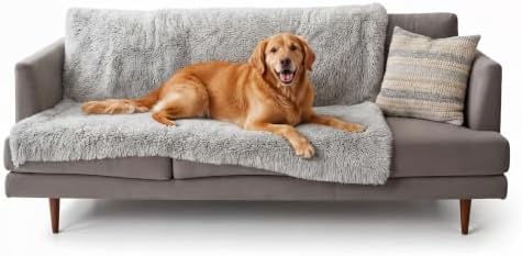 Furhaven Waterproof Throw Blanket for Dogs & Indoor Cats, Reversible Protective Pet Blanket, Extra Large, Long Faux Fur & Velvet, Mist Gray by FurHaven