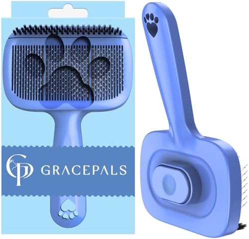 Self Cleaning Dog Brush for Shedding - Bristle Brush and Long/Short Needles Design, Skin Friendly, Slicker Deshedding Dog Brush, Hair Removal for Long & Short Haired Pets (Blue) by Unknown