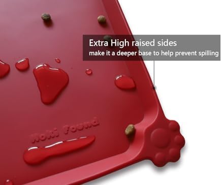 Hoki Found X-Large Silicone Non Slip Pet Feeding Mats - Waterproof Dog Cat Food Mats for Carpet - Classic Red - Image 2