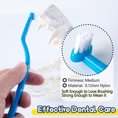 Small Dog Toothbrush, Cat & Puppy Tooth Brushing Kit, Mini Head Teeth Brush for Kitten & Tiny Pet, Doggy Toothbrushes Deep Dental Cleaning, 1 PCS - Blue - Image 3