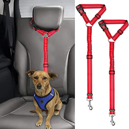 BWOGUE 2 Pack Dog Seat Belt for Car, Headrest Restraint Safety Straps by BWOGUEPetHome