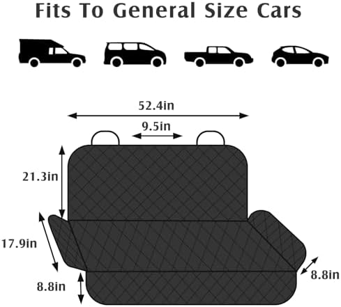 Dog Car Seat Cover for Back Seat - 100% Waterproof -Full Protection Dog Car Seat Cover with Side Flaps Nonslip- Fits Your Car, Truck, SUV (Black) - Image 5