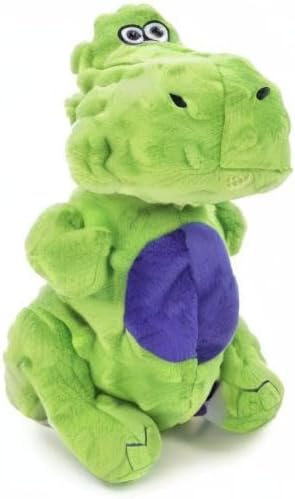 goDog Dinos T-Rex Squeaky Plush Dog Toy with Chew Guard Technology, Durable Fabric & Squeaker for Active Play, Green, Large