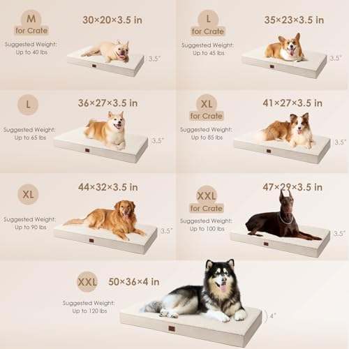 EHEYCIGA Orthopedic Dog Bed Large with Removable Washable Cover, 47IN Camel - Image 2