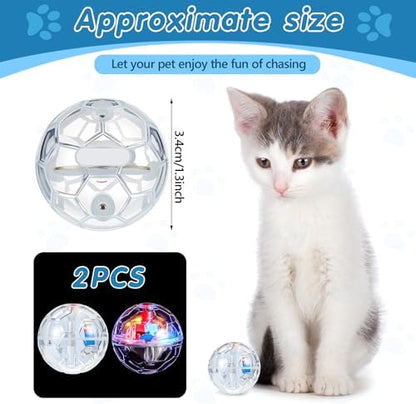 Sratte 2 Pcs Rechargeable Light up Cat Ball Ghost Hunting, Clear - Image 2