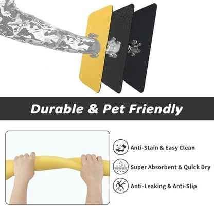 HotLive Dog Food Mat - Absorbent Cat Mat for Food and Water, No Stains Pet Feeding Bowl Mat, Easy to Clean Pet Placemats, Quick Dry Dog Water Dispenser Mat for Messy Drinkers | Yellow 18"x34" - Image 6