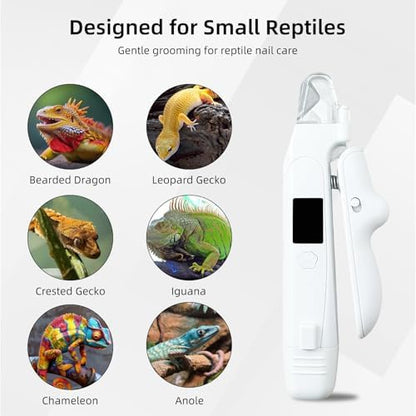 Bearded Dragon Nail Clipper & Grinder 2-in-1 - Rechargeable Electric Lizard Nail File Trimmer with Safety LED Light, Quiet Low-Speed for Lizard, Crested Gecko, Turtle, Chameleon - Image 6