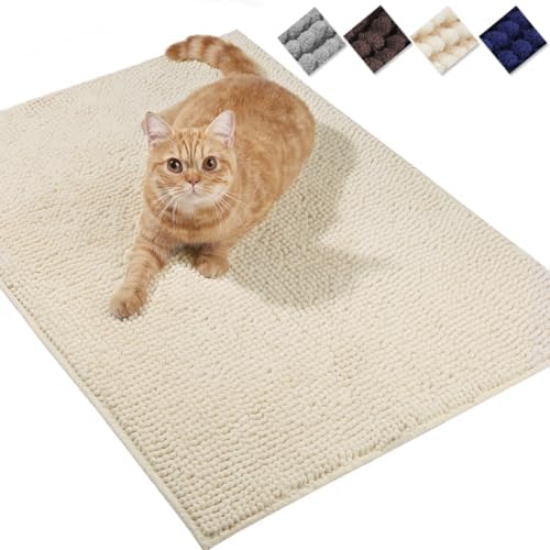 VIVAGLORY Cat Litter Mat Softgrip Litter Trapping Mat, 35"× 25", Beige by VIVAGLORY