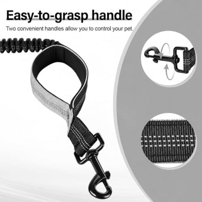 Hands Free Retractable Double Dog Leash, Dual Bungee Waist Belt Reflective - Image 5