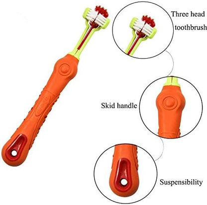 Orgrimmar 2 Pcs 3-Sided Pet Toothbrush Dog Cat Mouth Dental Teeth Care - Image 2
