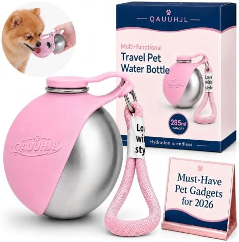 Dog Water Bottle Portable Travel Pet 2-in-1 Stainless Steel Bowl by Unknown