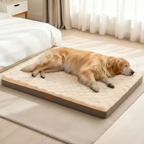 Patas Lague Orthopedic Large Dog Bed Washable Pet Crate Mat 36''X24'' Camel by PatasLague