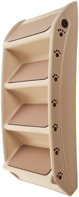 PETMAKER Folding Plastic Tan Pet Stairs, 22.63" L X 15.25" W X 19.63" H, Medium