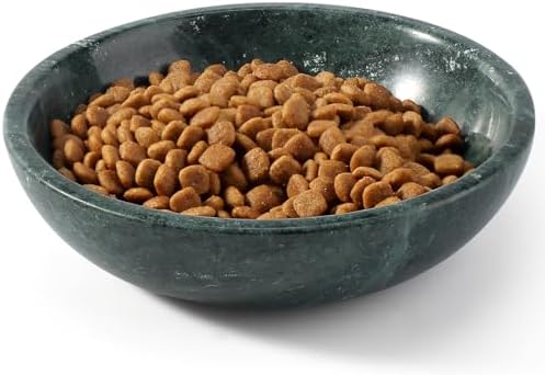 Natural Marble Cat Bowl, Weighted 1.5lb Cat Food Bowl for Cat and Small Dog, Small Animal Pet Food Dish Non-Slip, Shallow Dish for Whisker Fatigue Relief, Premium Green Stone for Home Decor - Image 2