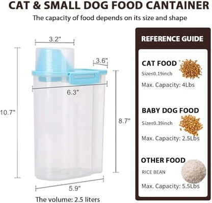 Pet Food Storage Container with Graduated Cup and Seal Buckles Food Dispenser for Dogs Cats (Blue) - Image 2