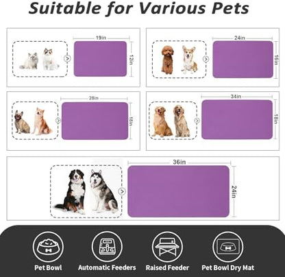HotLive Dog Food Mat - Absorbent Cat Mat for Food and Water, No Stains Pet Feeding Bowl Mat, Easy to Clean Pet Placemats, Quick Dry Dog Water Dispenser Mat for Messy Drinkers | Purple 18"x 28" - Image 4