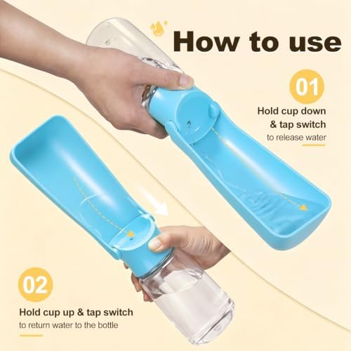 Foldable Dog Water Bottle, 19 oz Leak Proof Portable Dispenser (Blue) - Image 3