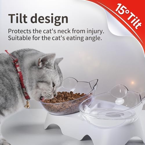 MILIFUN Cat Bowls, Cat Food Bowls Elevated Tilted, Anti Vomiting Kitty Bowl for Puppy and Bunny, Orthopedic for Indoor Cats. - Image 2