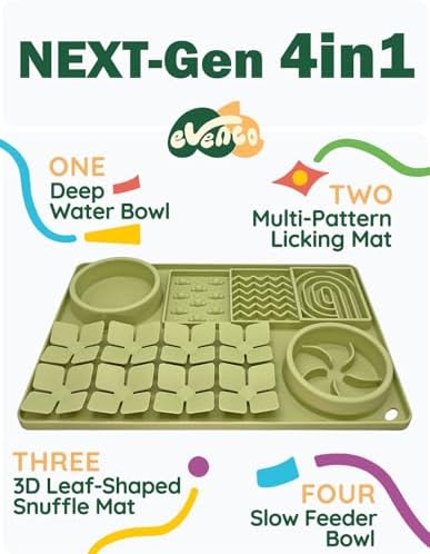 Slow Feeder Bowl for Dogs and Cats, Silicone Lick Mat & Snuffle Mat with Suction Cups - Interactive Puzzle Feeder, Slow Eating, Keep Busy and Reduce Vomiting (15.75" x 10.5" Green) - Image 5