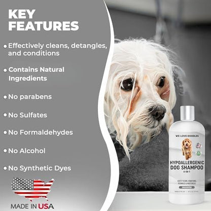 Hypoallergenic Dog Shampoo, Conditioner & Detangler, Tearless USA Made 16OZ - Image 2