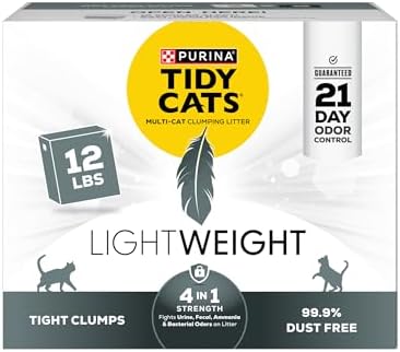 Purina Tidy Cats Lightweight 4-in-1 Strength Multi-Cat Cat Litter, Odor Control, Clumping, 99.9 Percent Dust Free, 12 lb. Box by PurinaTidyCatsLitter
