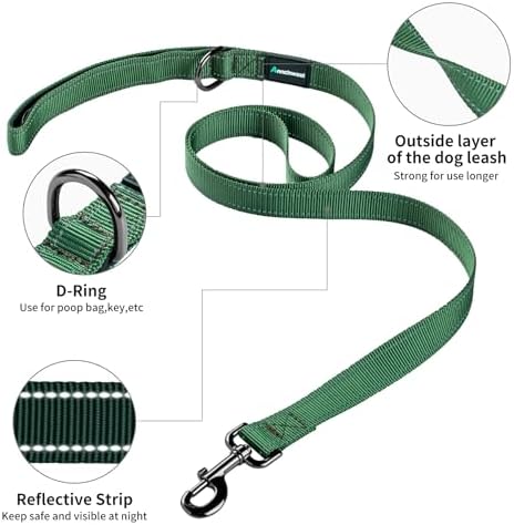 Annchwool No Pull Dog Harness with Padded Handle+5 Ft Leash,Reflective Strip Escape Proof and Quick Fit to Adjust Dog Harness,Easy for Training Walking for Small & Medium and Large Dogs(Green-Set,XL) - Image 5