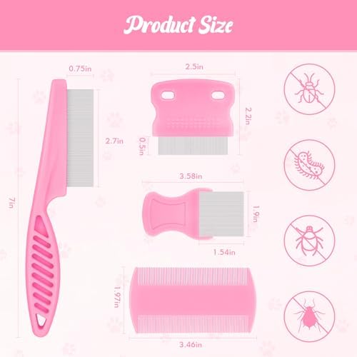Kerros Flea Combs for Dogs and Cats, Stainless Steel Pet Grooming, 6 Pack - Image 2
