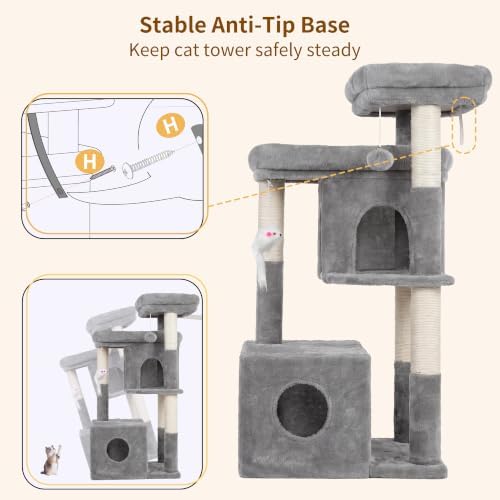 Heybly 34.6" Cat Tree Anti-Tipping Floor Cat Condo for Kittens, HCT205SW - Image 6