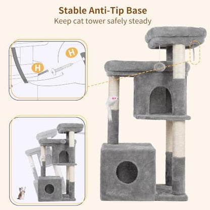 Heybly 34.6" Cat Tree Anti-Tipping Floor Cat Condo for Kittens, HCT205SW - Image 6