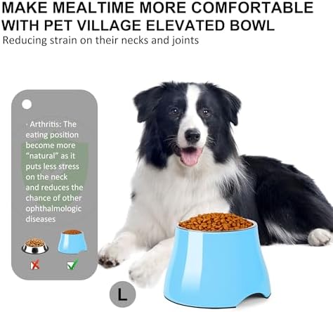 Dog Bowls,Cone Friendly Non Slip Single Dog Bowl with Stainless Steel Inner, Raised Bowls for Small and Medium Dogs Spaniel Dogs Long Ear, High Capacity, L/3 Cups Aqua Blue - Image 3