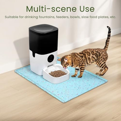 Ptlom Dog Food Mat Anti-Slip Dog Bowl Mats for Food and Water, Waterproof Pet Placemat Prevents Messy Spill to Floor, Silicone Puppy Feeding Tray for Small, Medium and Large Dogs Cats, Blue - Image 6