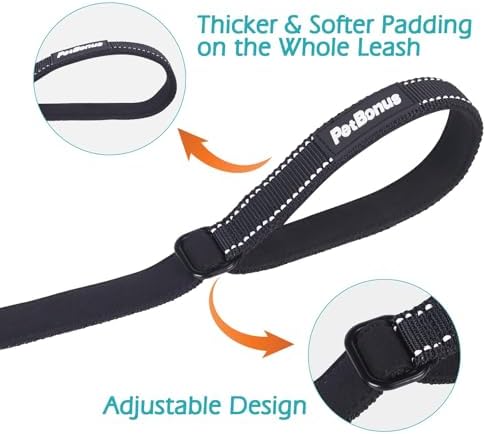 PetBonus Dog Leash Wrist Strap, Safety Strap for Retractable Leash, Lockable Reflective Short Dog Lead with Adjustable Soft Padded Handle for Walking, Extra Layer Security for Pet Stroller (Black) - Image 3