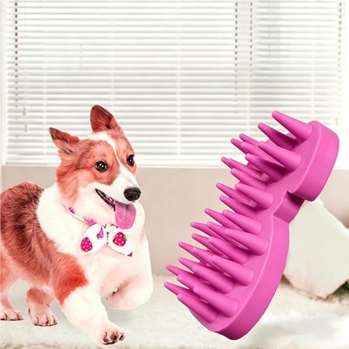 Pet Bath & Massage Brush,Pet Grooming Brush,Soft Rubber Scrubber for Brushing,Massaging,Bathing,Shampooing and Reducing Hairballs (Pink, Style 3) - Image 4