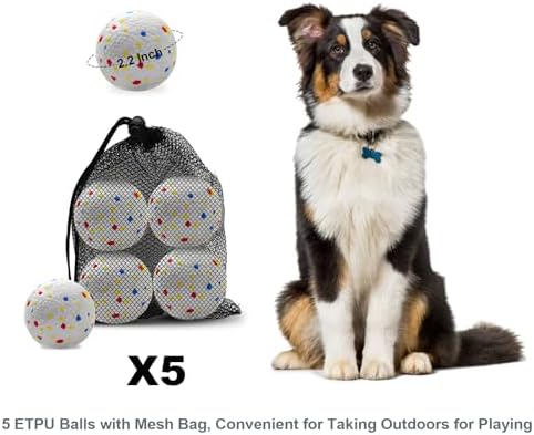 Dog Toy Balls 2.2 Inch, Indestructible Dogs Balls 5 Pack for Aggressive Chewers, Durable Interactive Toys for Small and Medium Puppy, Perfect for 2.2" Automatic Dog Ball Launcher (ETPU Material) - Image 2