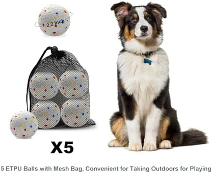 Dog Toy Balls 2.2 Inch, Indestructible Dogs Balls 5 Pack for Aggressive Chewers, Durable Interactive Toys for Small and Medium Puppy, Perfect for 2.2" Automatic Dog Ball Launcher (ETPU Material) - Image 2