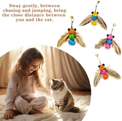 LWINGFLYER 4 PCS Cat Feather Toys Refill Insect Bee,Feather Cat Toys, Kitty Wand Toy Refill,Cat Toy Wand Replacement Attachments,Interactive Cat Toys for Indoor Cats - Image 6