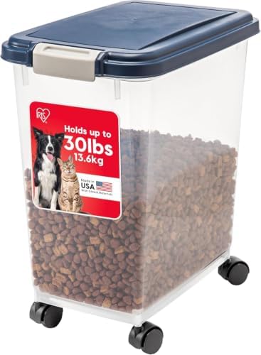 IRIS USA Dog Food Storage Container, Up to 30 lbs, Navy, Made in USA by IRISUSA