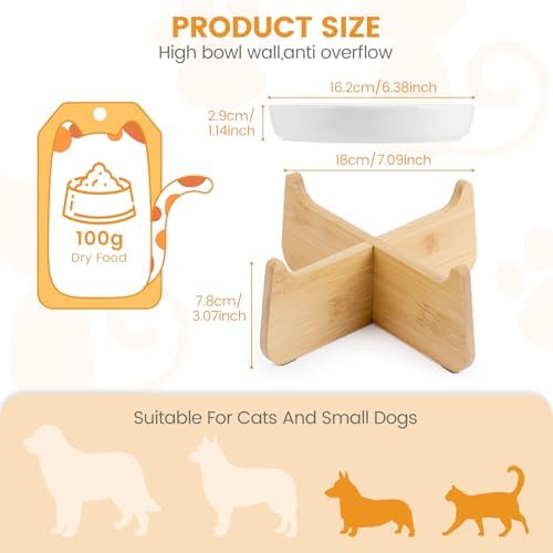 PETTOM Slow Feeder Cat Bowl with Stand, Ceramic Slow Eating Cat Bowl with Higher Edges Fish Pool Design Elevated Food Bowls for Dry and Wet Food Anti-Vomiting Puzzle Feeder for Healthy Eating Diet - Image 3