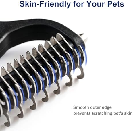 WePet Grooming Rake for Dogs & Cats, Double-Sided Deshedding Brush, Extra-Wide Dematting Tool, Slicker Comb for Undercoat & Loose Hair Removal, Reduces Shedding by 95%, Purple, Large - Image 6