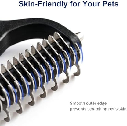 WePet Grooming Rake for Dogs & Cats, Double-Sided Deshedding Brush, Extra-Wide Dematting Tool, Slicker Comb for Undercoat & Loose Hair Removal, Reduces Shedding by 95%, Purple, Large - Image 6