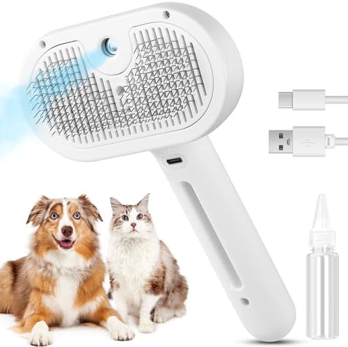 Self Cleaning Pet Steam Brush for Indoor Cats & Dogs Shedding & Grooming by FourSeas