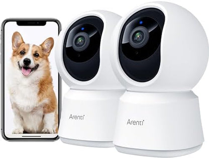 ARENTI 4MP Pet Camera P2Q 2PC, 5G WiFi 6 Indoor Security Cameras, Free App by ArentiIntelligence