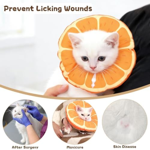 Cat Cone Collar Soft, Waterproof Cat Recovery Collar for Wound Healing After Surgery or Neutering Alternative to Elizabethan Collars Medical Neck Cone for Cats and Puppies (Orange, Small) - Image 5