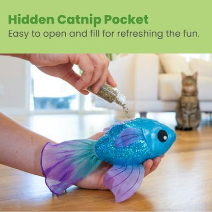 Catstages Beta Bliss Cat Toy, Plush Fish with Refillable Catnip, 8.3” - Image 4