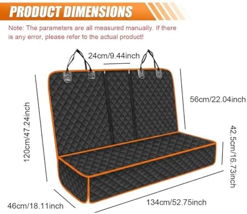 Car Back Seat Cover for Dog, 53" Pet Bench Backseat Cover, Orange - Image 2